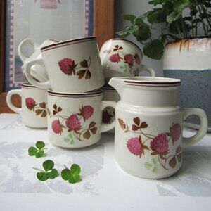 Tea Set 6 Mugs + Creamer Clover by Ming Pao China